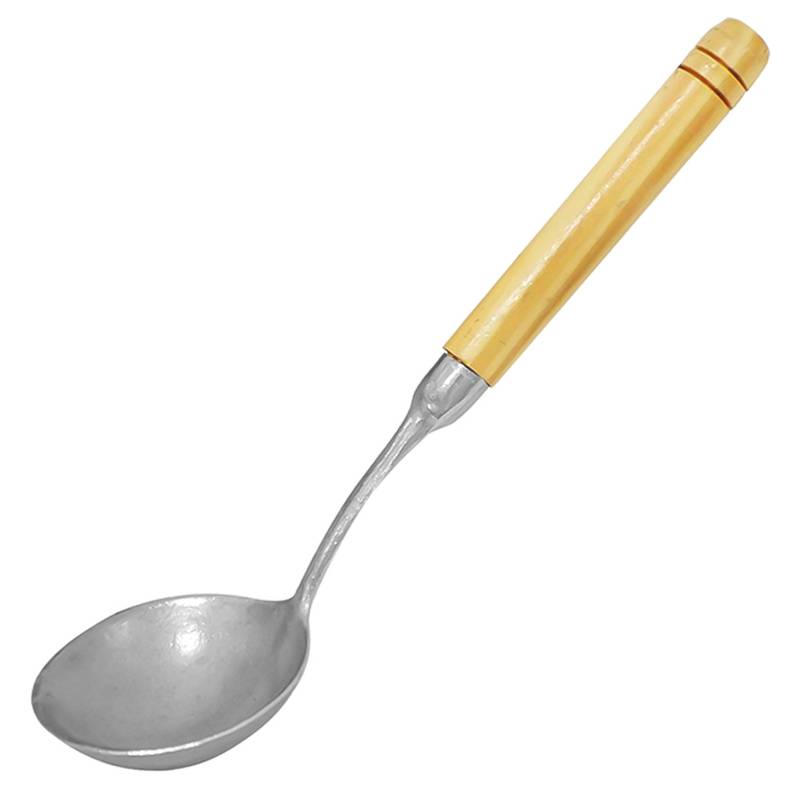 Cucharón de aluminio chico con mango de madera PACK x12