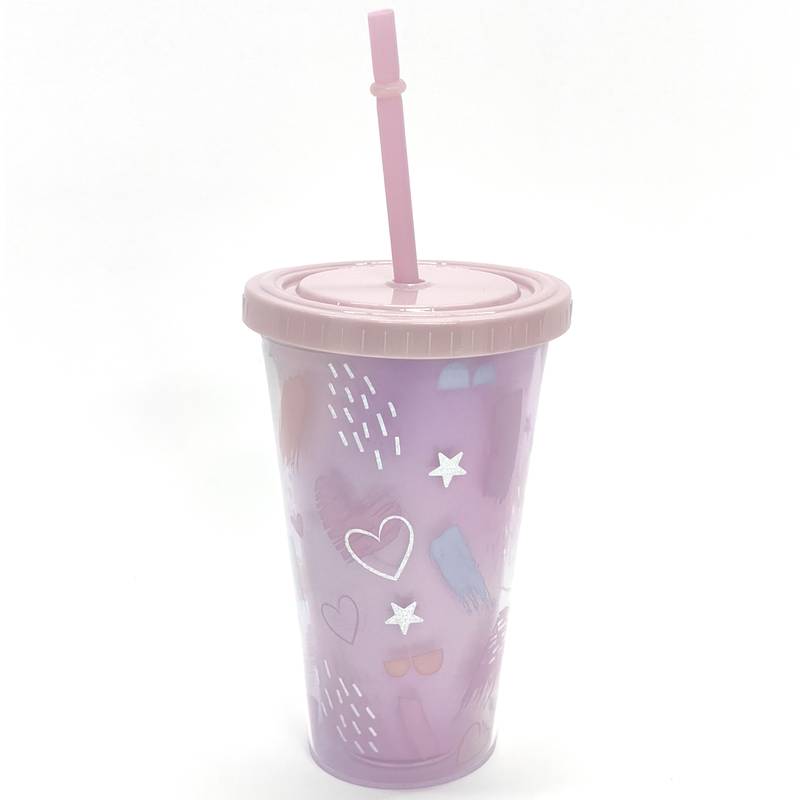 [HA4314] Vaso con sorbito, de acrílico 450ml, varios diseños en caja