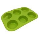Molde de silicona para 6 cupcakes, ideal para horneados, chocolate, gelatina, etc, varios colores