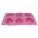 Molde de silicona para 6 cupcakes, ideal para horneados, chocolate, gelatina, etc, varios colores