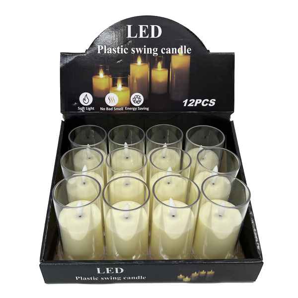Vela LED en vaso, CAJA x12