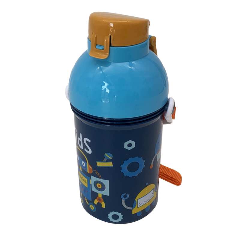 [HA4458] Botella deportiva de plástico 450ml, con correa, en bolsa, varios diseños infantiles