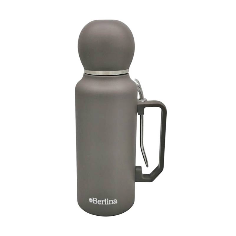 Termo 1L asa con mate tapa 160ml, base antideslizante, Berlina GRIS