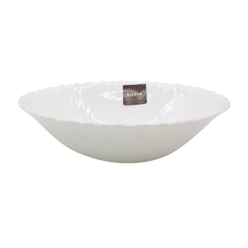 Plato vidrio opal hondo, línea SOFIA, CAJA x36