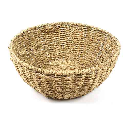 [HA4537] Cesta redonda de fibras naturales, junco de agua