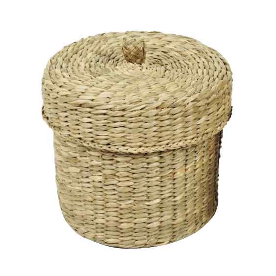 [HA4566] Caja organizadora con tapa chica, de fibras naturales, junco de agua