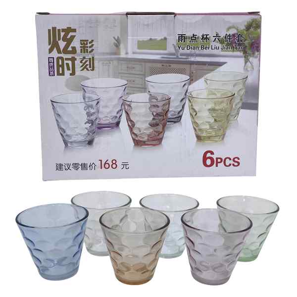 [HA4661] Vaso de vidrio color x6, en caja