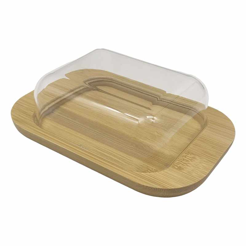 [HA4712] Mantequera de acrílico con base de madera, en caja