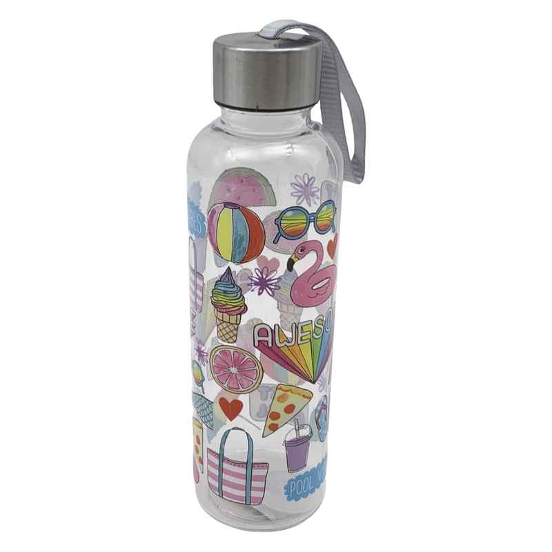 [HA4744] Botella deportiva de plástico 600ml, boca ancha, con correa, varios diseños
