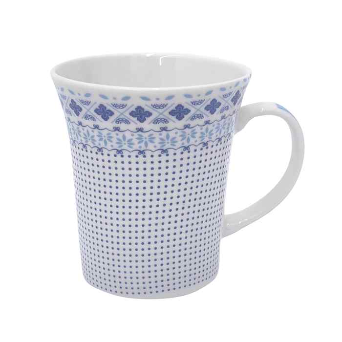 Taza de loza 550ml, varios diseños azulados
