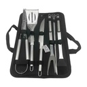 Set de parrilla x9 mango acero inoxidable, en estuche de tela con cierre