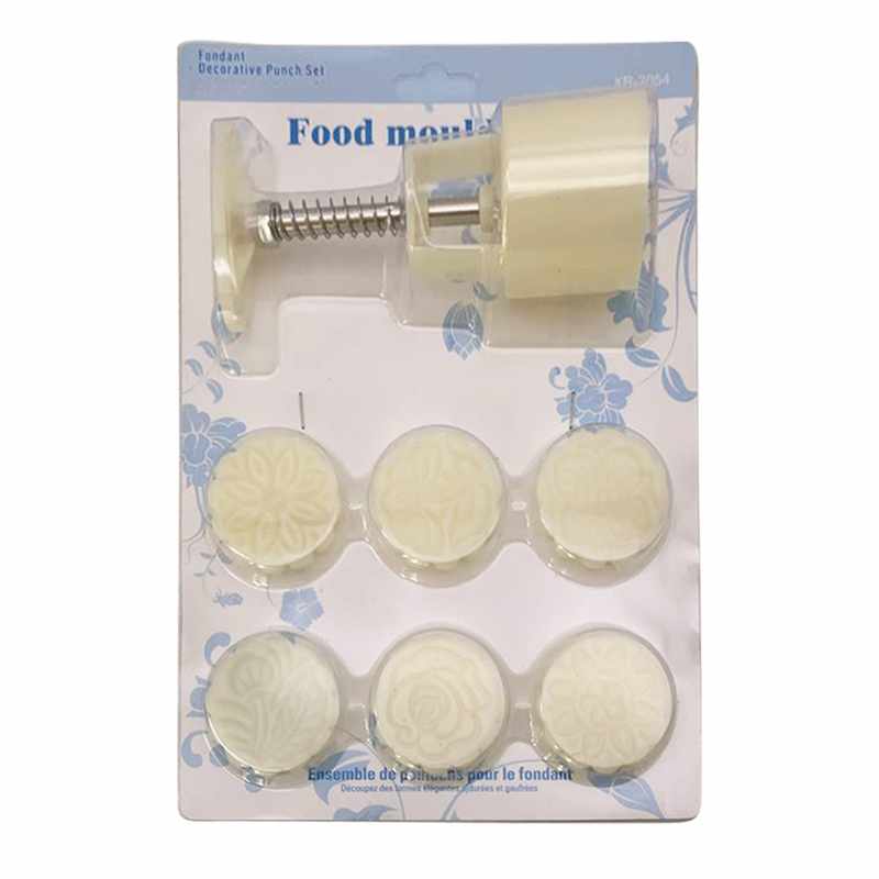 [HA4870] Máquina prensa molde para fondant, 6 diseños, en blister