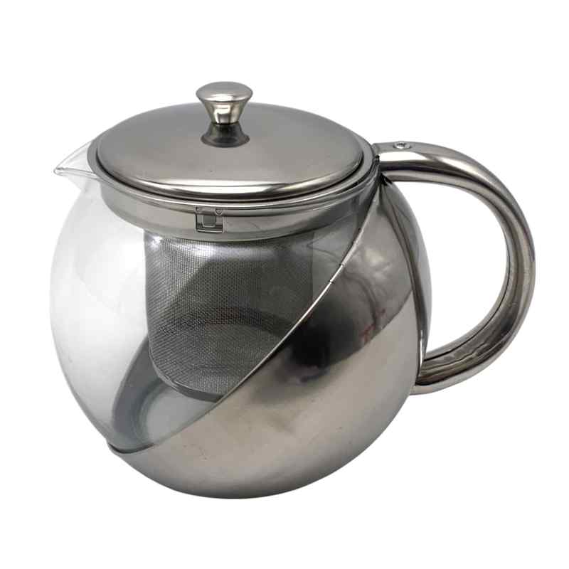 [HA4936] Tetera de vidrio y metal con infusor, 900ml, en caja