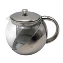 Tetera de vidrio y metal con infusor, 900ml, en caja
