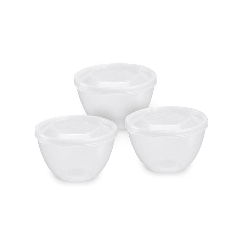 [HA5017] Vianda recipiente de plástico transparente, 350ml, x3