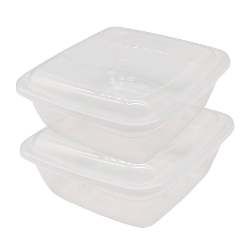 [HA5021] Vianda recipiente de plástico rectangular 1.5L, x2, transparente