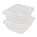 Vianda recipiente de plástico rectangular 1.5L, x2, transparente