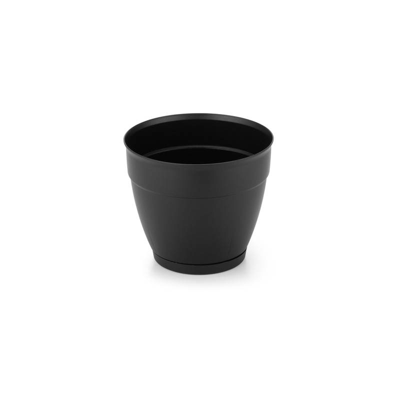 Maceta de plástico con plato anti dengue 1,5L, NEGRO