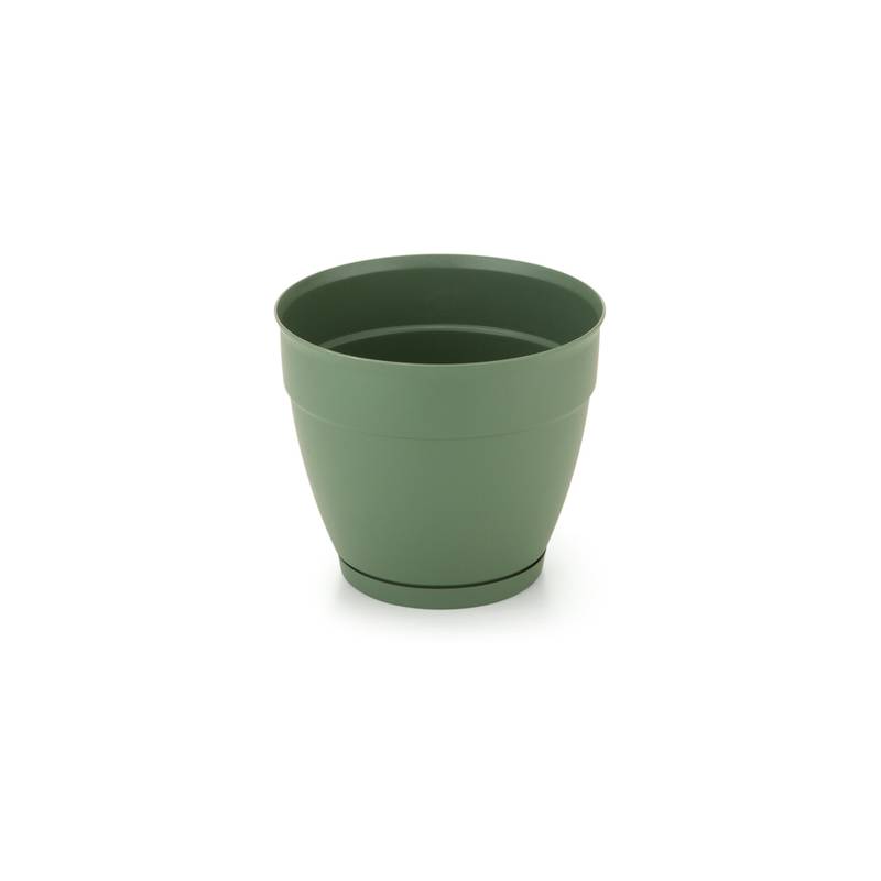 Maceta de plástico con plato anti dengue 1,5L, VERDE