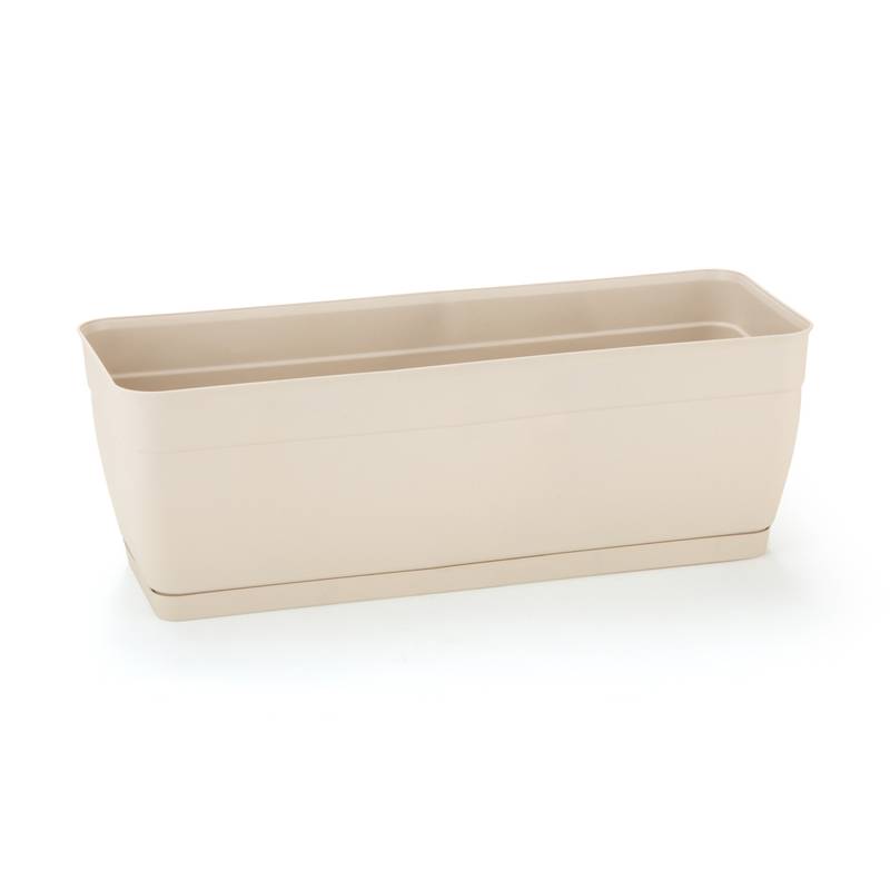 Maceta de plástico jardinera con plato anti dengue 11,5L, BEIGE