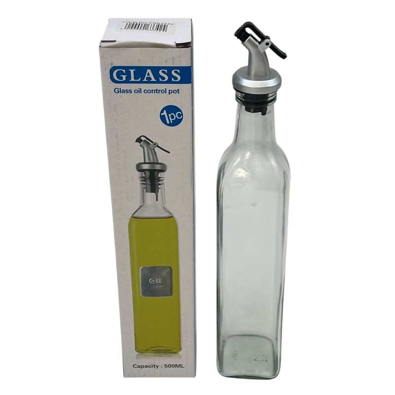 Condimentero aceitera y vinagrera de vidrio, 500ml, en caja