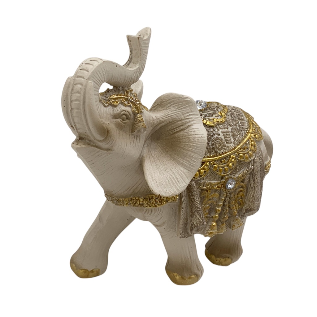 [HA5104] Adorno de resina elefante, blanco, en caja