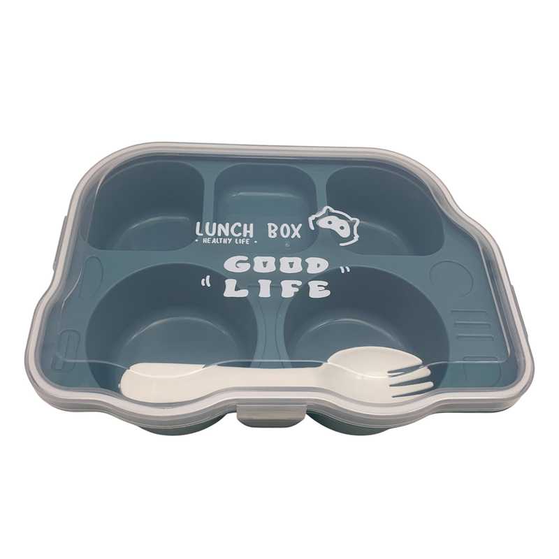 [HA5167] Vianda recipiente de plástico con 5 divisiones y tenedor, varios colores