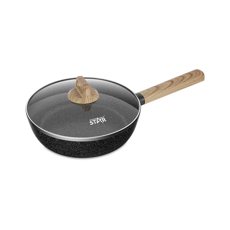 [HA5194] Sartén wok antiadherente 24cm con tapa de vidrio, compatible con todo tipo de hornalla, en caja, WINNING STAR