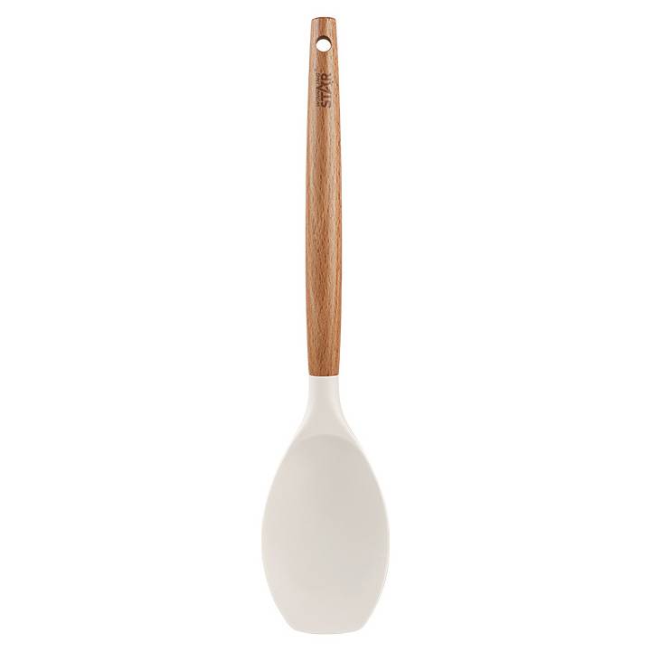 [HA5198] Cuchara para servir de silicona con mango de madera, en cartón, WINNING STAR