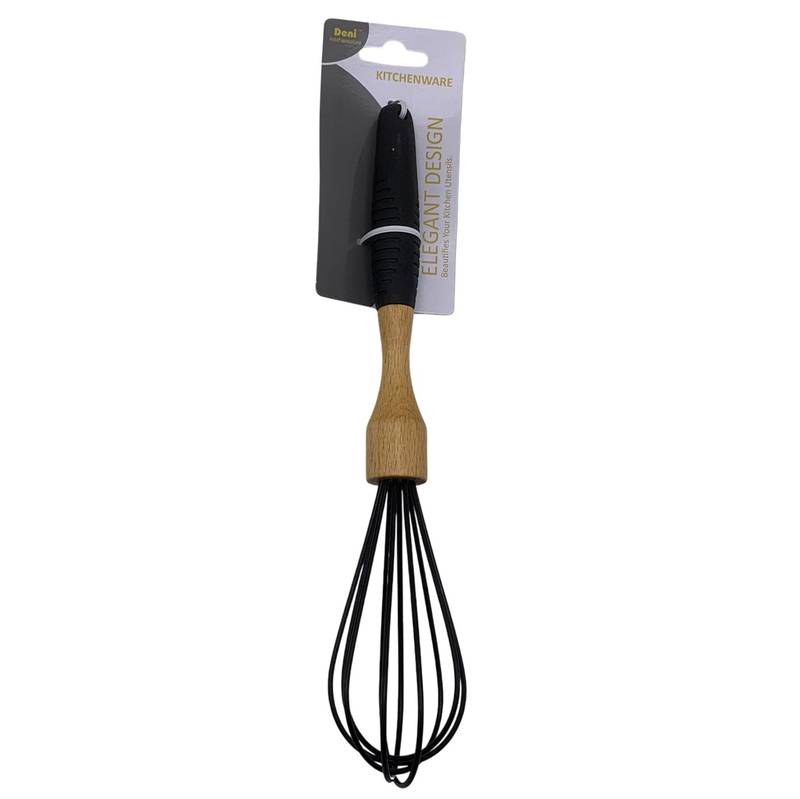 [HA5239] Batidor de silicona, mango combinado madera y silicona, en cartón