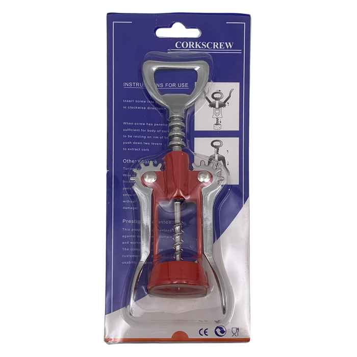 [HA5243] Destapador sacacorchos de plástico y metal, en blister 2 colores