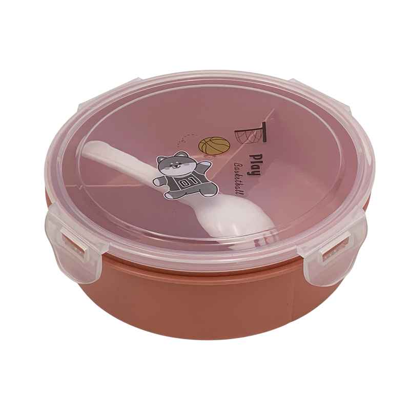[HA5253] Vianda infantil de plástico con divisiones con cuchara, varios colores