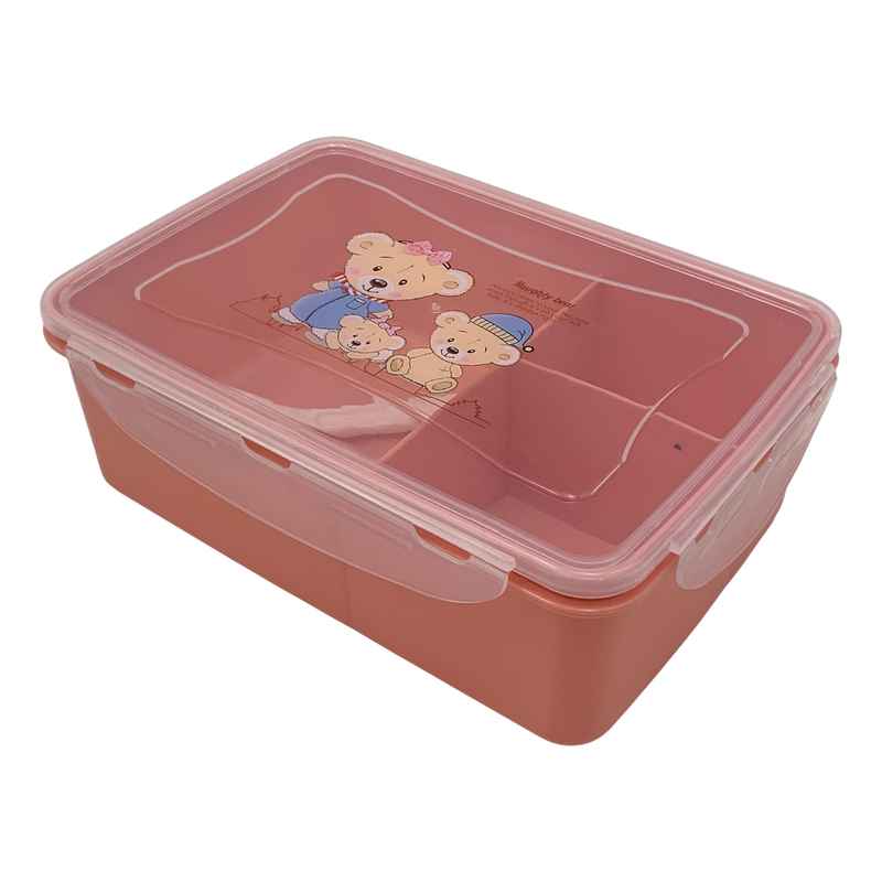 [HA5255] Vianda infantil de plástico con divisiones con cuchara, varios colores