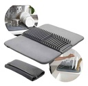 Escurridor de platos, de plástico, con alfombra absorbente de microfibra, en caja