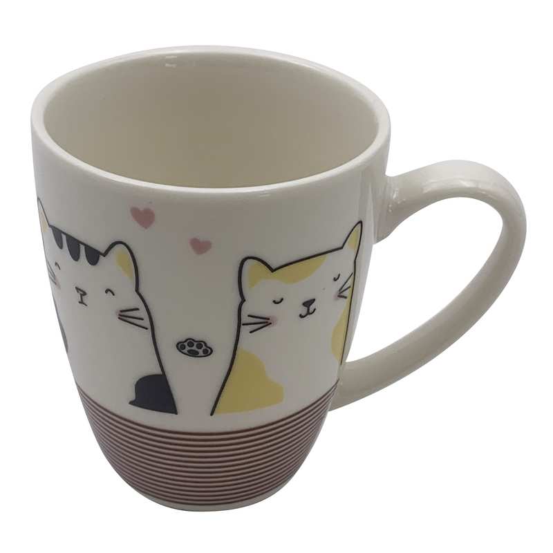 Taza de loza, varios diseños de gatos