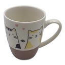 Taza de loza, varios diseños de gatos