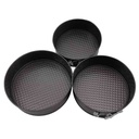 Tortera x3, antiadherente desmontable, 18/20/22cm, en caja