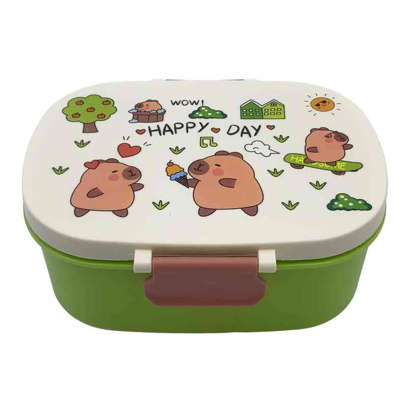 Vianda infantil de plástico con cuchara, varios diseños de carpincho