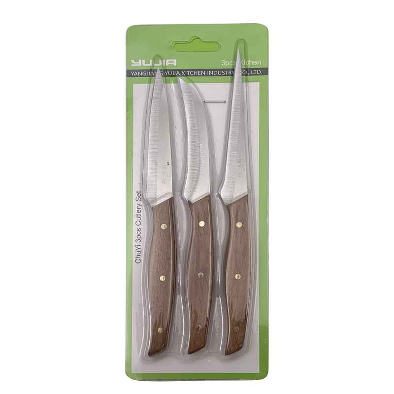 Cubiertos cuchillos x3, para tallado de frutas y verduras, acero inoxidable, en blister