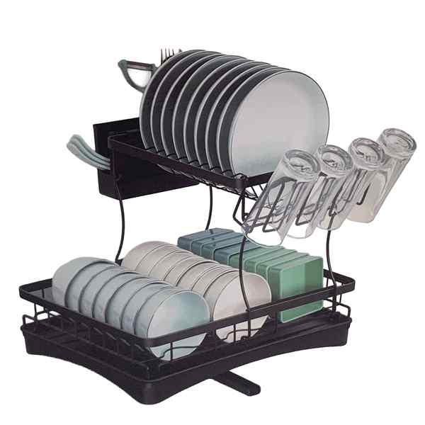 [HA5376] Escurridor de platos, de metal, 2 pisos, en caja
