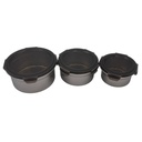 Vianda recipiente de acero inoxidable con cierre hermético, PACK x3, 650/400/250ml en caja