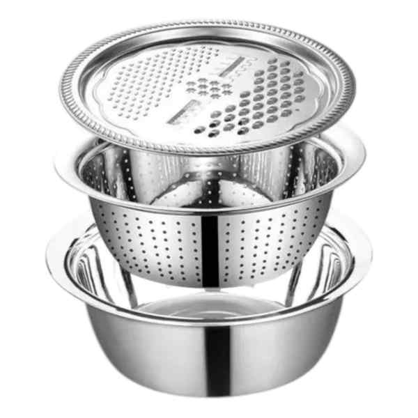 [HA5389] Bowl colador y rallador de acero inoxidable, en caja