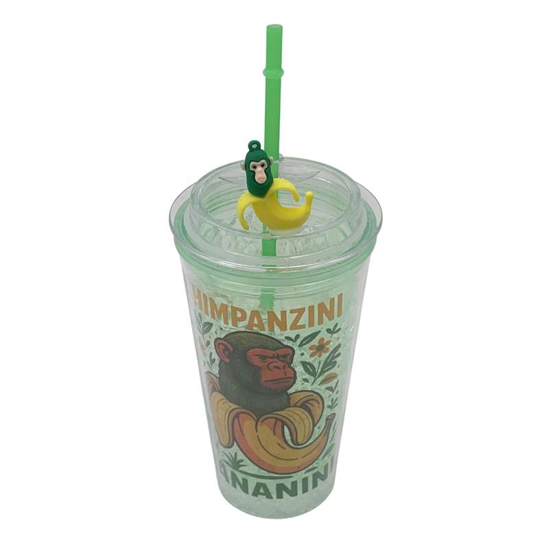 [HA5414] Vaso con sorbito, de plástico 480ml, tapa rosca, en bolsa, varios colores