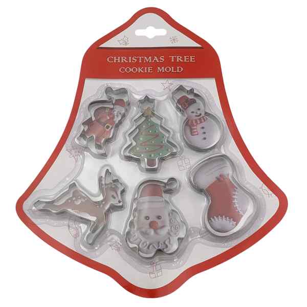 [HA5455] Cortante de metal para galletitas x10, diseño de navidad, en blister