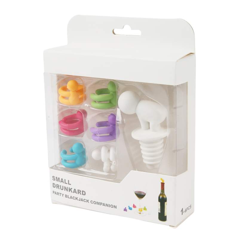 [HA5510] Tapón para botella, de silicona, con identificador de copas x6, en caja