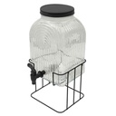 Dispensador contenedor de líquidos, de vidrio, con canilla y soporte de metal, 5700ml, en caja