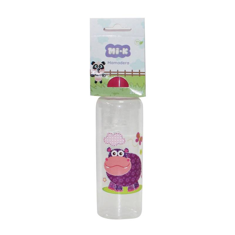 [HC0824] Mamadera de plástico, 250ml en cartón, MI-K, varios diseños