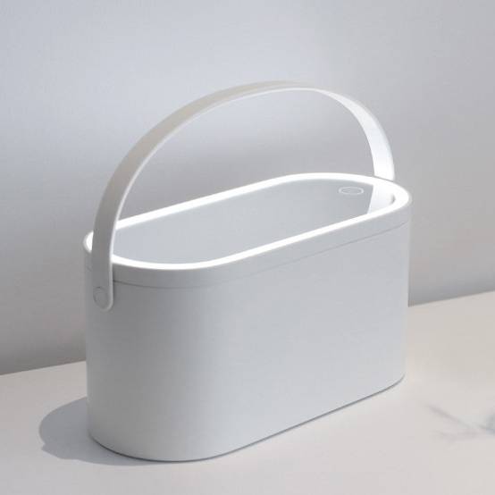Organizador de cosméticos de plástico, espejo con luz, en caja