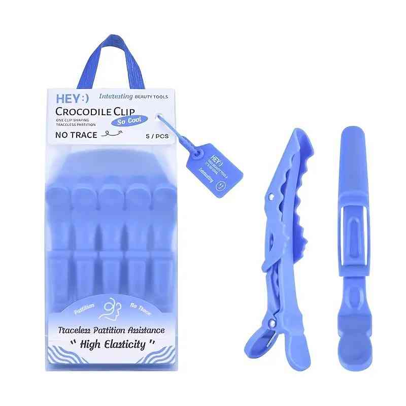 [HC1550] Pinza cocodrilo para cabello x5, de plástico, en bolsa