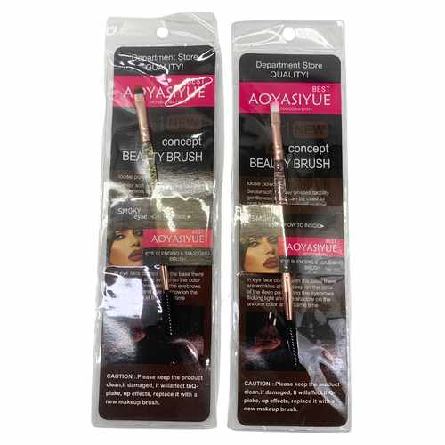 Pincel de maquillaje biselado con cepillo para cejas, PACK x12